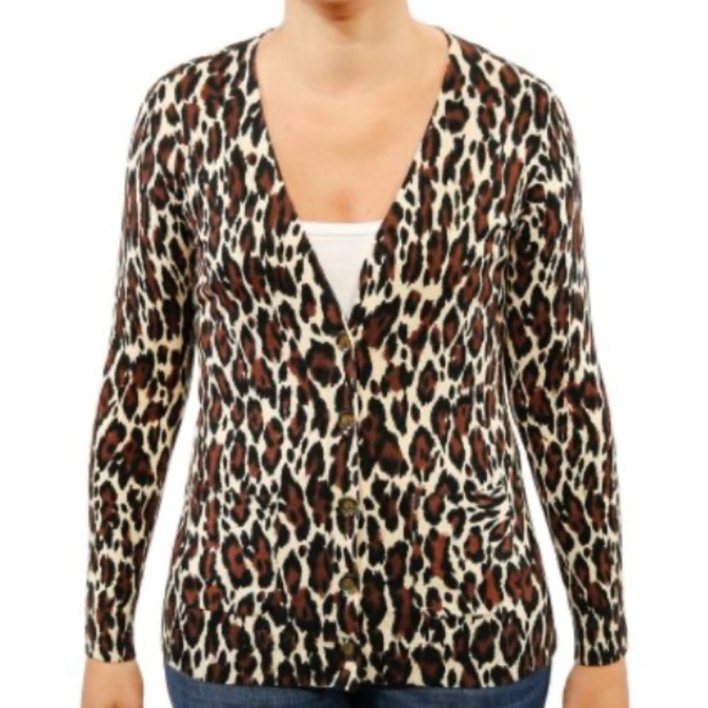 Grace Elements Leopard Rayon Cardigan Sweater NWT